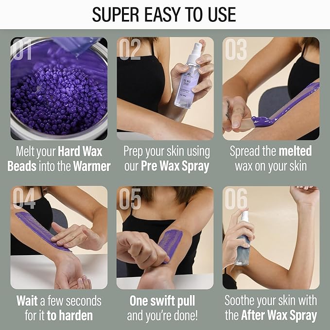 Tress Wellness Waxing Kit for Sensitive Skin – Safe for Face & Skin, Prep & Aftercare Spray, Easy to Use – At-Home Kit for Face, Bikini, Brazilian & Full Body - Digital Display, Green-BrightBean Baby