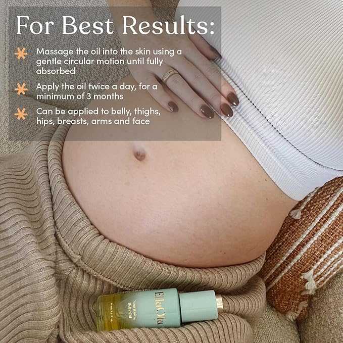 Belly Oil for Pregnancy Stretch Marks & Maternity Scars - Quick dry Formula with Squalene and Vitamin C Hydrates Face & Body, Pregnancy + Postpartum Skincare, Fragrance Free | 1.7 fl. oz.-BrightBean Baby