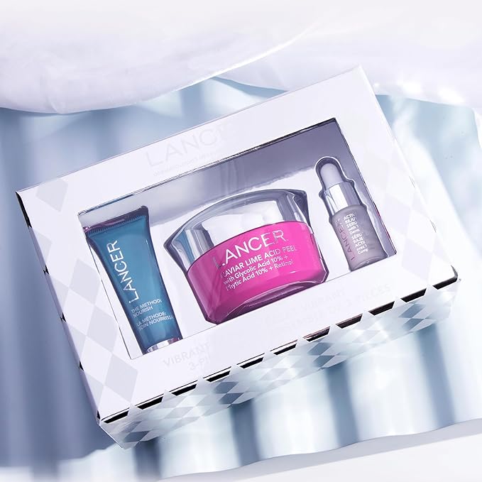 Lancer Skincare Vibrant Glow 3-Piece Set, Contains Moisturizing Face Mask, Caviar Acid Peel, Active Rejuvenation Serum for Vibrant Skin-BrightBean Baby