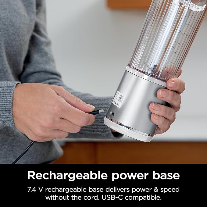 Ninja BC151WH Blast Portable Blender, Cordless, 18oz. Vessel, Personal Blender-for Shakes & Smoothies, BPA Free, Leakproof-Lid & Sip Spout, USB-C Rechargeable, Dishwasher Safe Parts, White