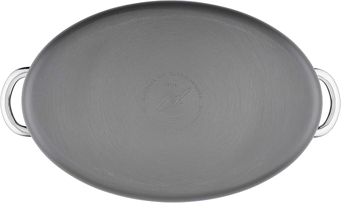 Rachael Ray 80090 Professional Hard Anodized Nonstick Cookware Oval Pasta Pot/Braiser, 8 Quart - Gray