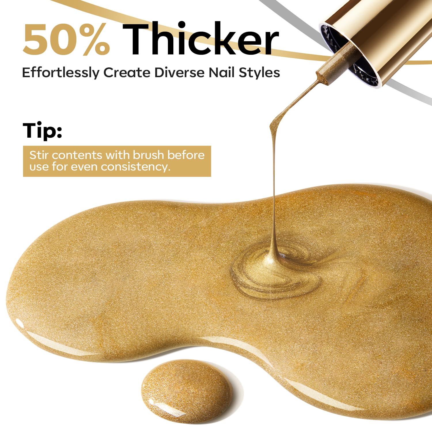 modelones Metallic Gold Silver Gel Liner Nail Polish 2 Pcs Chrome Mirror 3D Effect Nail Art Polish Bronze Thin Brush For Swirl Soak Off French Tip DIY Salon Nail Glue Manicure Gift For Women Girls-BrightBean Baby