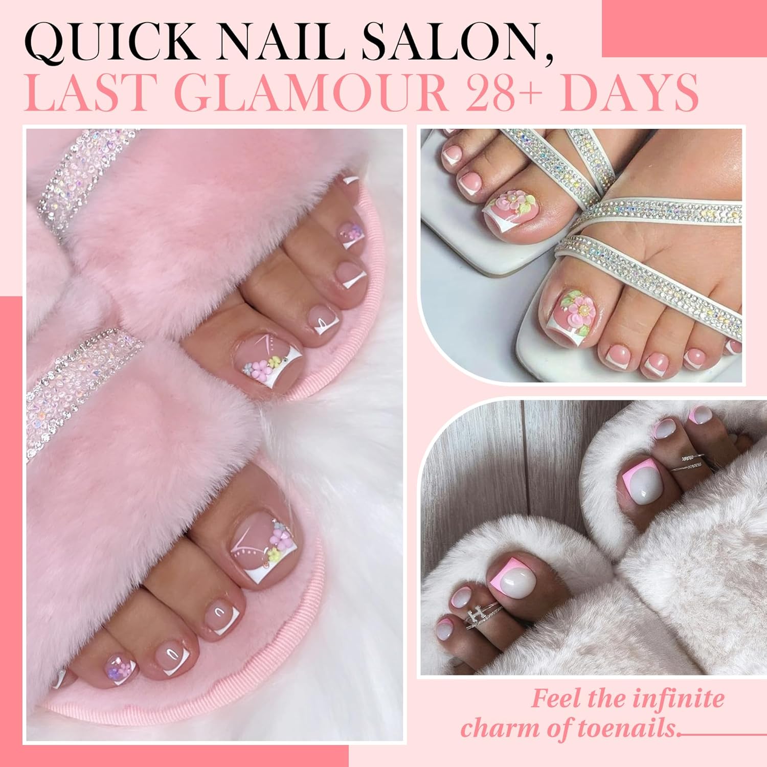 Square Toe Nail Press Ons French Style Toe Tips 240pcs Clear False Fake Toenails for Faster Toe Nail Extension Kit Home DIY Art Salon 15 Sizes Acrylic Nails, Luckyfairy-BrightBean Baby