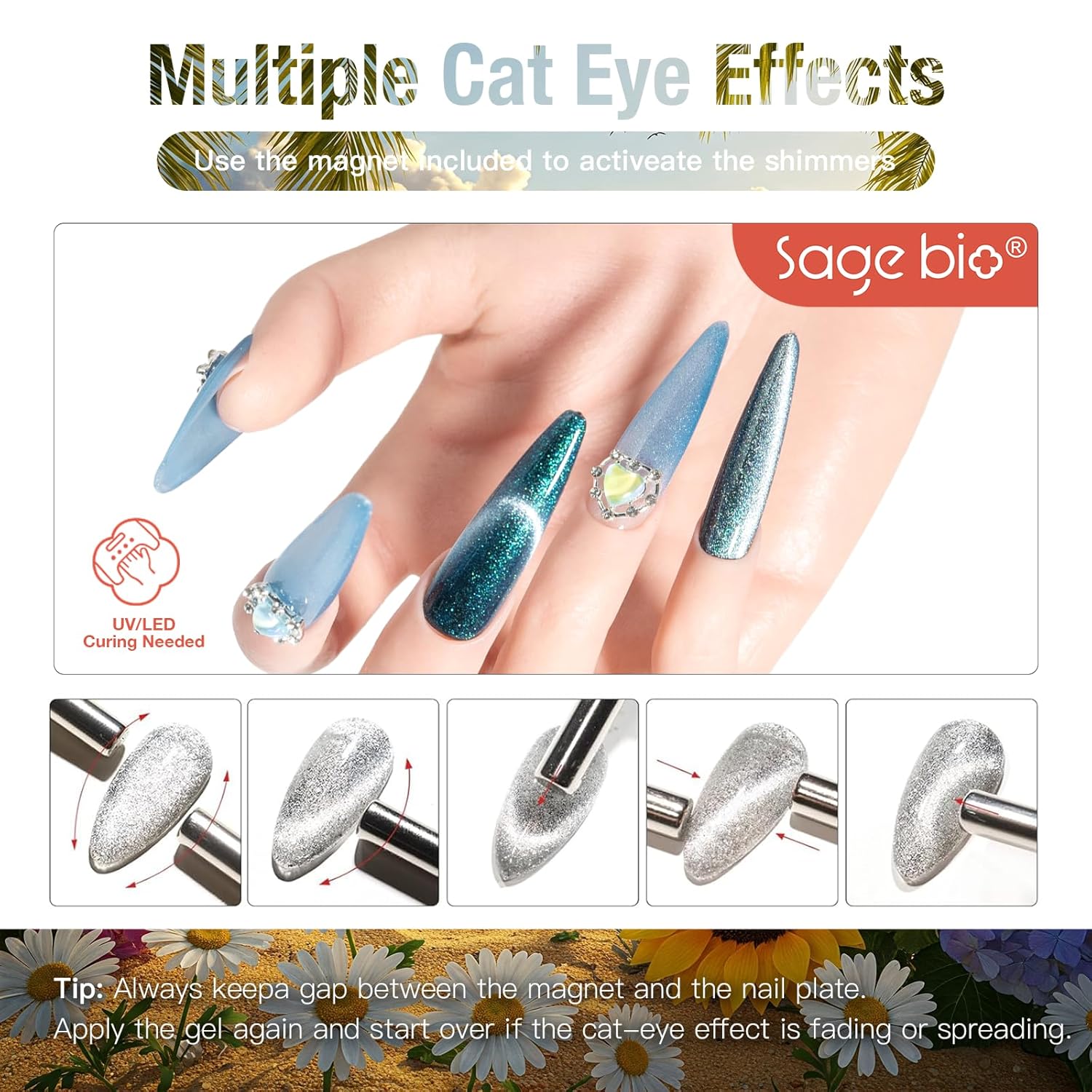 Cat Eye Gel Nail Polish, 15ml Magnetic Gel, High-Gloss Finish, Long-Lasting, DIY Manicure Kit with Magnet Stick, Stunning 3D Magnetic Effect, 04-BrightBean Baby
