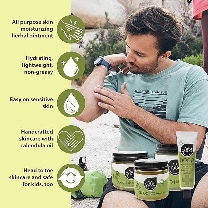 All Good Goop on the Go - Chafing Cream, Dry Skin Salve, Cracking Lip Moisturizer - Soothes, Hydrates & Calms - Travel Size Recovery Balm 1oz (3-pack)-BrightBean Baby