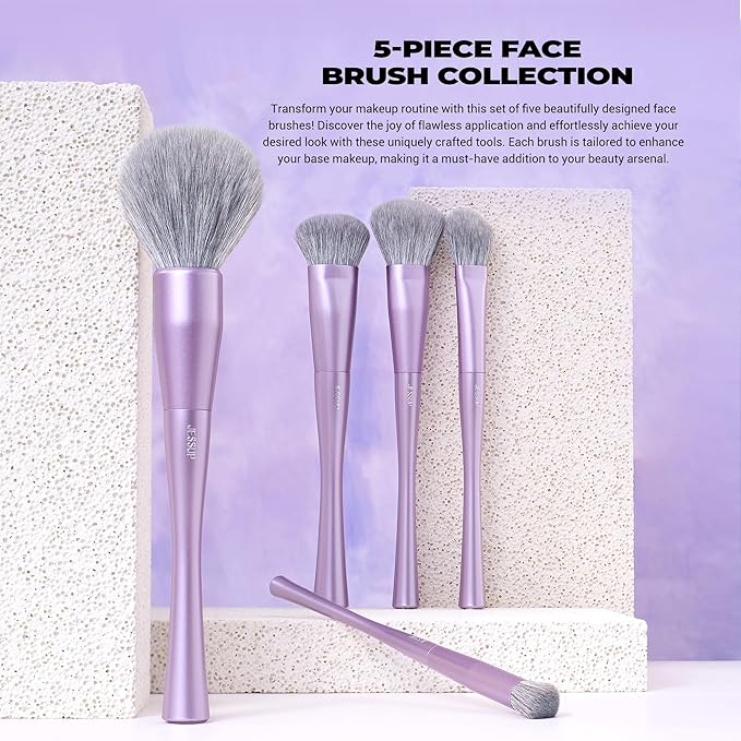 Jessup Makeup Brushes Set Professional 14pcs Vegan Make Up Brushes, Foundation Eyeshadow Concealer Contour Powder Blush Blending Eyeliner Brush, Premium Synthetic Fiber, Luxury Purple T512-BrightBean Baby