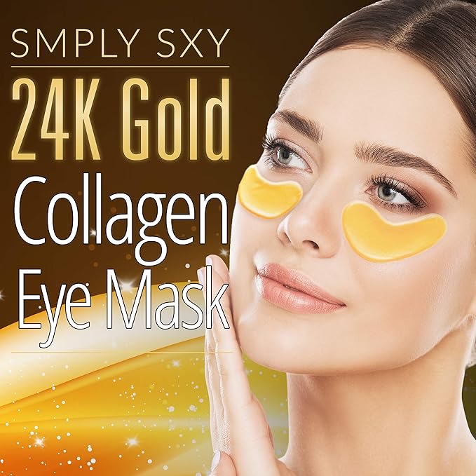 24k Gold Collagen Eye Mask: Hydrogel Under Eye Patches with Collagen & Hyaluronic Acid - Hydrating Under Eye Mask for Dark Circles, Puffy Eyes, & Under Eye Bags - Cooling Gel Treatment Pads - 15 Pairs-BrightBean Baby