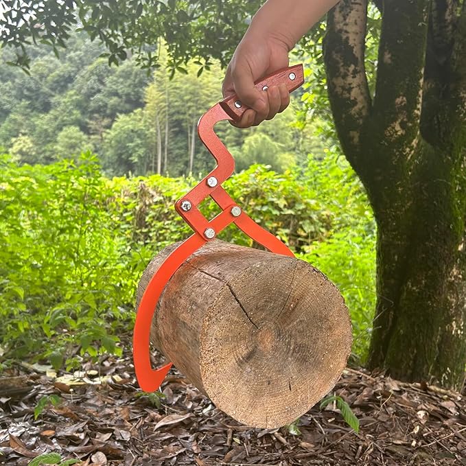 Wood Handle 2 Claw Skidding Tongs Non-Slip Grip, Log Lifting, Handling, Dragging & Carrying Tool (12 in)