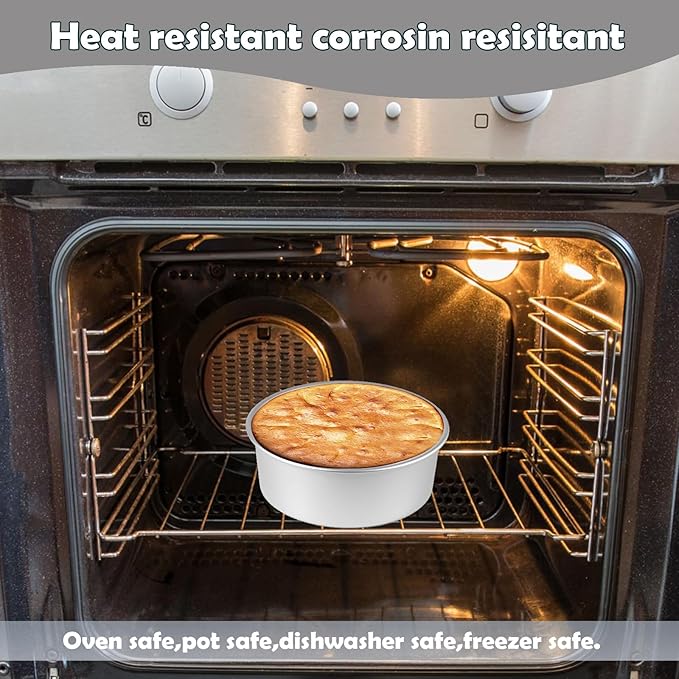 8 Inch Cake Pan Set of 2,Stainless Steel Round Layer Cake Baking Pans,No Coating Cake Pans Cake Mold, Mirror Finish Dishwasher Safe Cake Pans Sets for Baking