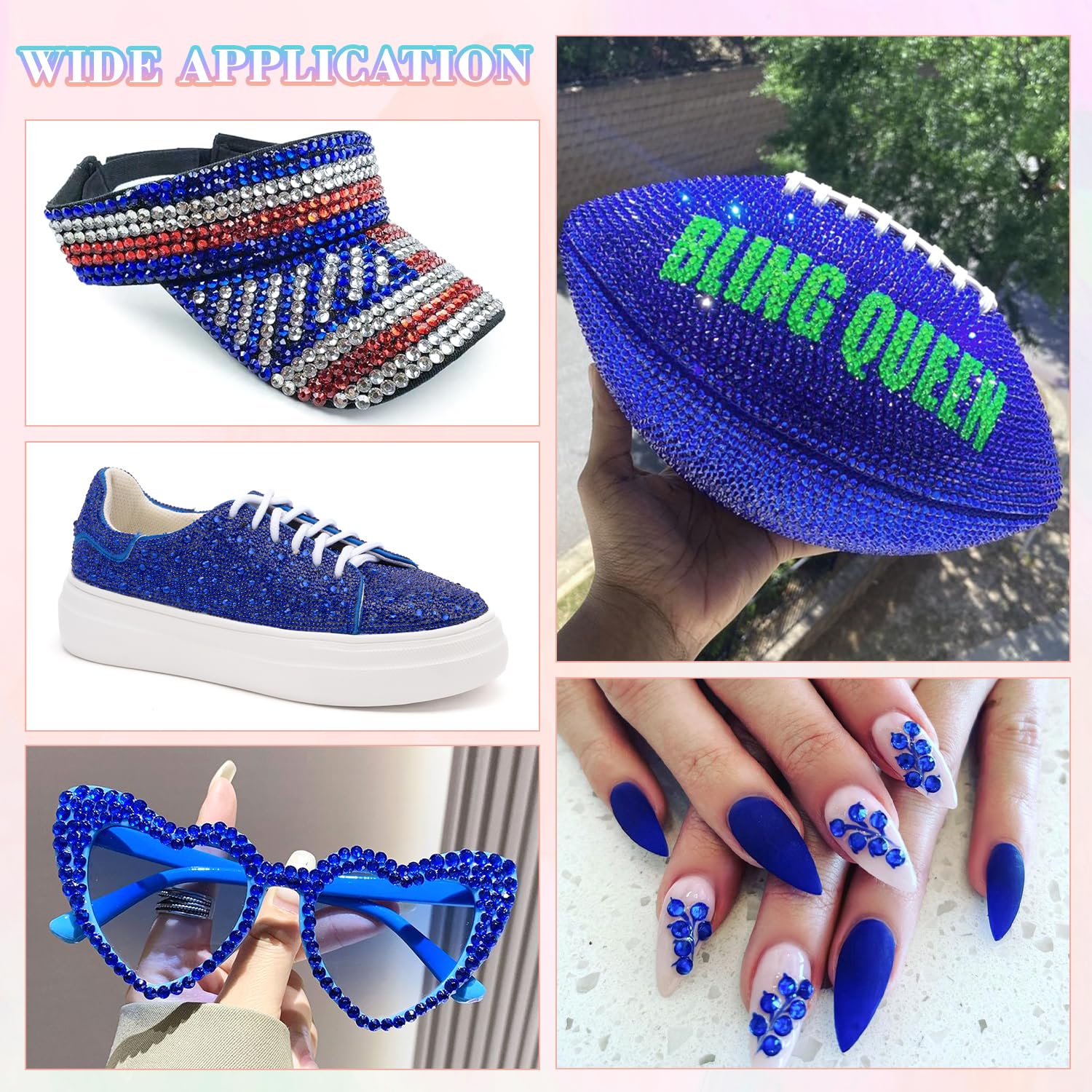 30000Pcs Resin Rhinestones for Bedazzling with 3Pcs B7000 Jewelry Glue, Royal Blue Flatback Gems Rhinestones for Crafting, Clothing Tumblers Mugs Shoes Fabric Decor Nail Art-BrightBean Baby