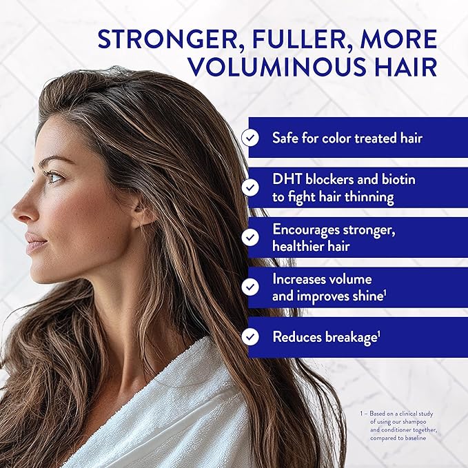 Routine Wellness Anti-Thinning Shampoo and Conditioner Set for Thinning Hair - Biotin DHT Blocker for Men - Color Safe Shampoo for Hair Loss & Healthier Hair - Father's Day Mens Scent (Pack of 2)-BrightBean Baby