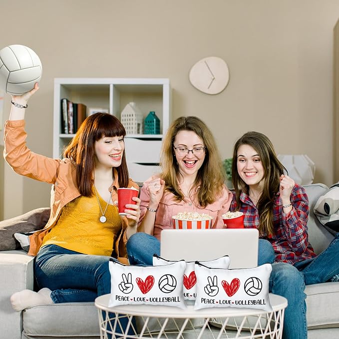 72 Pcs Sports Team Gifts Include 12 Makeup Bags 12 Lip Balm 12 Lip Balm Holder 12 Necklace 12 Adjustable Bracelet 12 Mirrors for Sports Lovers Players Party Favors (White, Volleyball)-BrightBean Baby