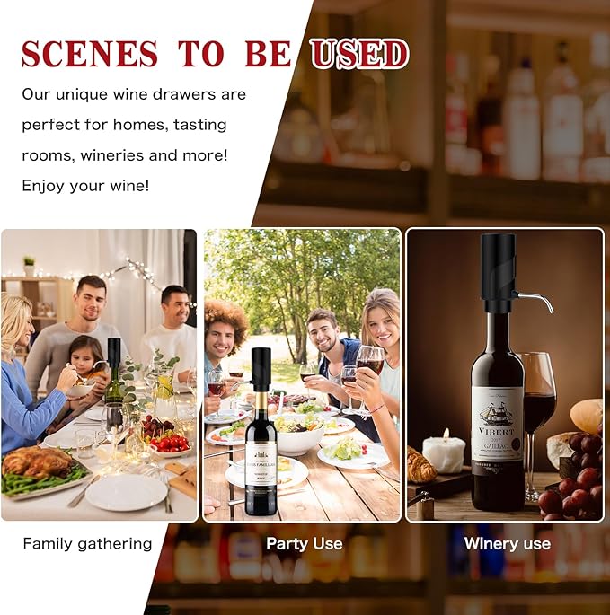 Electric Wine Aerator Pourer with USB Rechargeable, Automatic Wine Bottle Dispenser Machine and Multi-Smart Wine Decanter, Perfect Wine Gifts for Wine Lovers