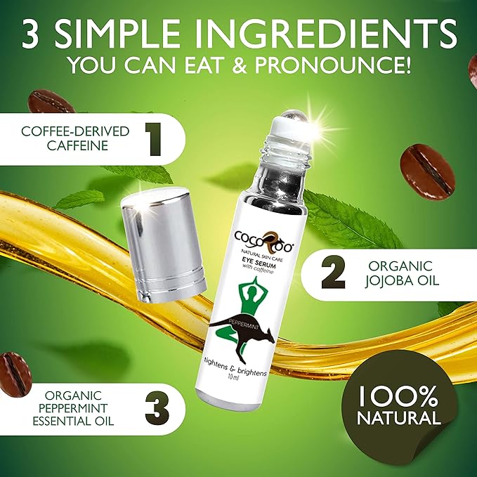 Caffeinated Eye Serum, Nutrient-Dense, 100% Pure, Natural & Vegan (Peppermint)-BrightBean Baby