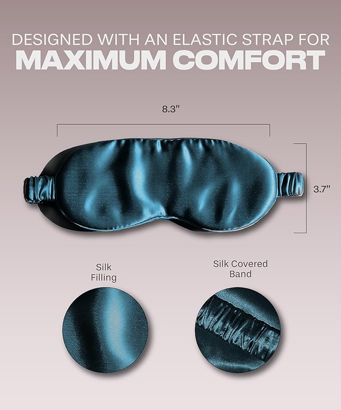 SUNDAYSILKS™ Exclusive Mulberry Silk Sleep Mask | Soft Eye Covers, Blackout Sleeping Mask for Women & Men | Silk Eye Mask for Sleep, Travel, and Relaxation | Antifaz para Dormir [Midnight Blue]-BrightBean Baby
