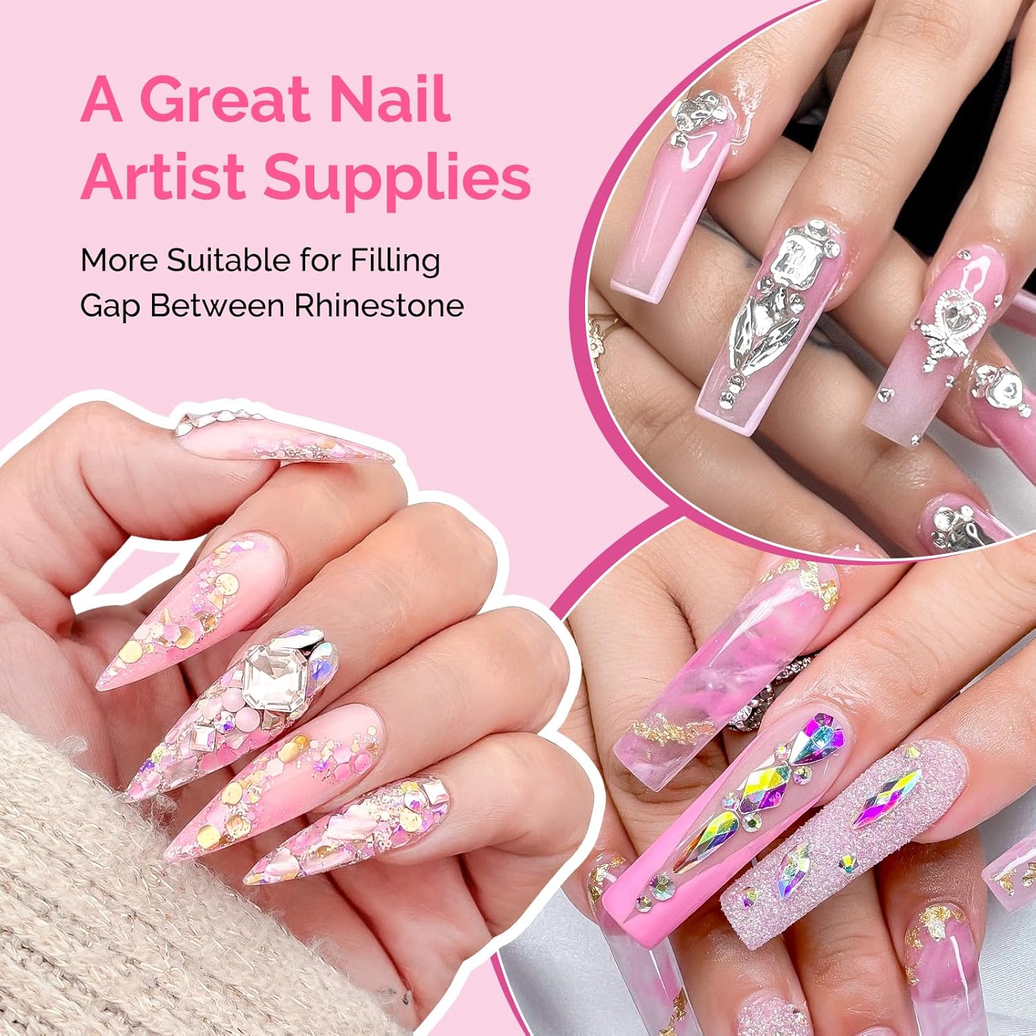 MelodySusie Nail Rhinestone Glue, 3D Gel Nail Art Design Strong Adhesive Nail Gem Glue for Nail Charms Gems Jewelry Decoration DIY Manicured at Home Cured Need Beauty Gifts for Women 30ml-BrightBean Baby