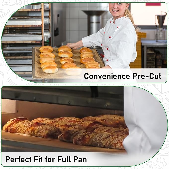 EcoDispose Non-Stick Precut Parchment Paper Baking Sheets Full Pan liner for Bake (16-3/8" x 24-3/8",Unbleached,1000PCS)