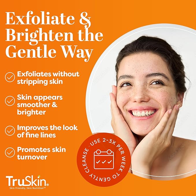 TruSkin Vitamin C Gentle Face Scrub - Brightening Daily Face Exfoliator for All Skin Types - Softens & Smooths Skin with Vitamin C, Yuzu Lemon, and Exfoliating Bora Bora White Sand - 4 Fl. Oz-BrightBean Baby