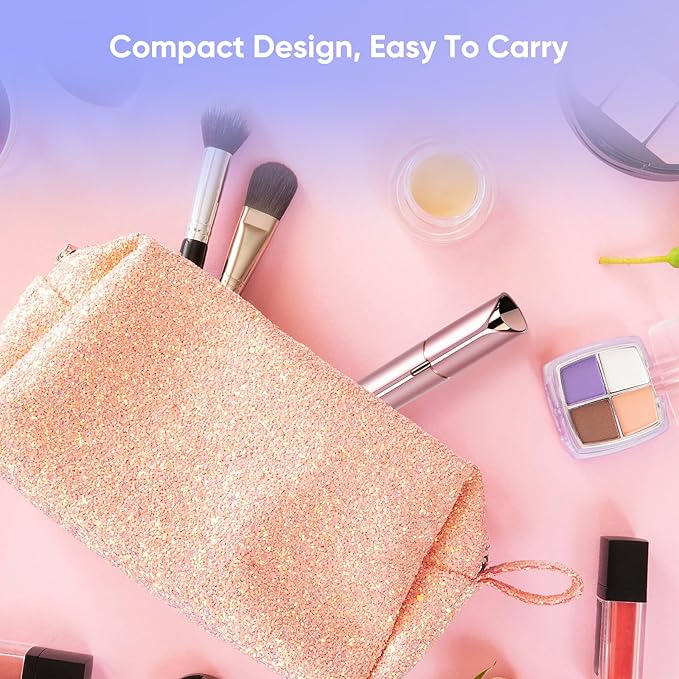 Facial Hair Remover for Women- as Seen on TV Painless Face Shaver -Mini Hair Remover, Electric Razor Shaver Portable Bikini Epilator for Lips, Chin, Armpit, Peach Fuzz, Fingers, Neck, Cheek(Rose Gold)-BrightBean Baby