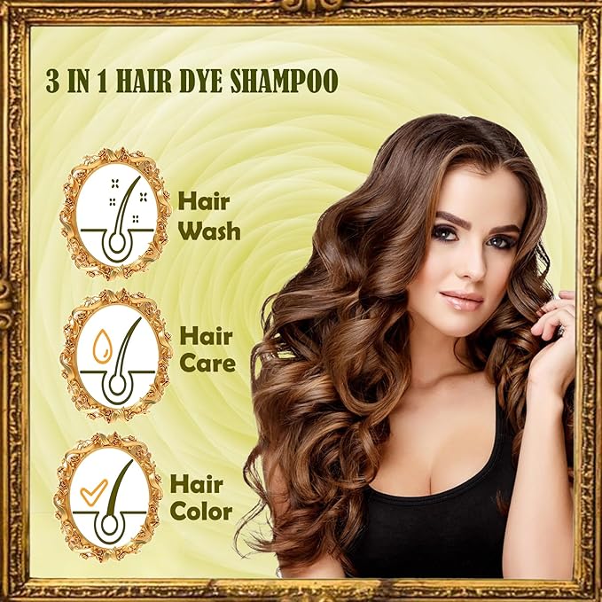 Light Brown Shampoo Para Pintar el Cabello - Instant Hair Dye Shampoo 3 in 1 Refresh Hair Color, Herbal Shampoo Hair Dye for Women Men, Easy to Use & Long Lasting Hair Color Shampoo 16.90 oz-BrightBean Baby