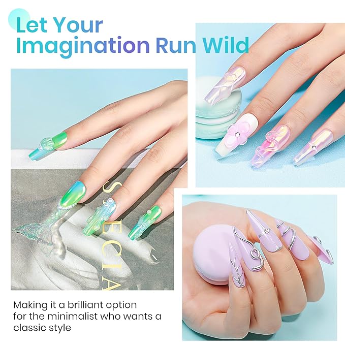 MIZHSE Solid Builder Gel for Nails – 2PCS 1oz Mermaid Pearl & Clear Hard Gel Kit with Nail Forms 3D Mold Soak-off U V 3D for Nails Extension for Salon Manicure Home DIY-BrightBean Baby