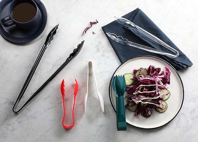 New Star Foodservice 35599 Utility Tong, High Heat Plastic, Straight Edge, 6 Inch, Set of 12, Green