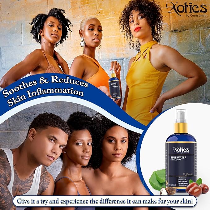 Xotics Blue Water Facial Spray - 8oz - Hydrating Face Mist with Aloe Vera - Refreshing Toner for Men & Women, Aftershave, Daily Moisturizing Splash for All Skin Types-BrightBean Baby