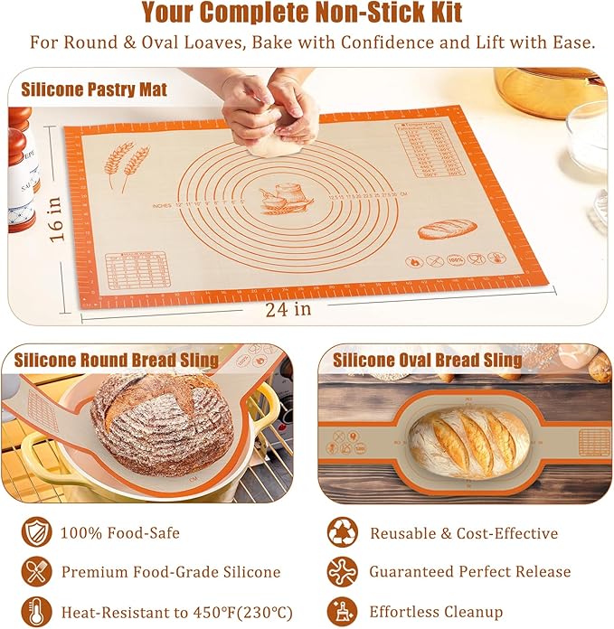 Panny Sourdough Starter Kit, Banneton Bread Proofing Basket with Glass Sour Dough Starter Jar, Sourdough Bread Baking Supplies, Making Tools, 9" Round & 10" Oval Baskets, Christmas Gift for Men Women