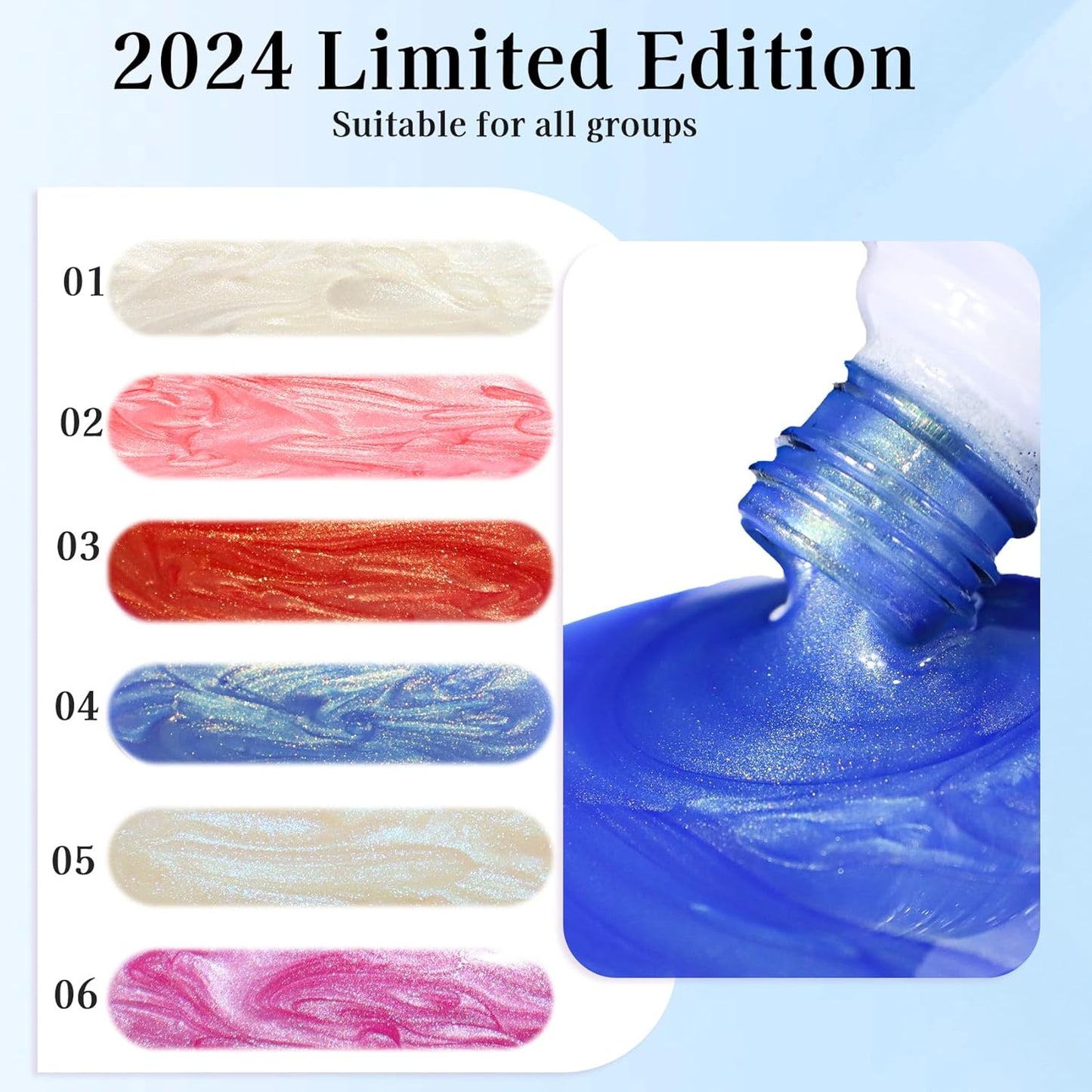 Mermaid Gel Nail Polish Set: 6 Colors - Pastel Pink, White, Orange, Blue, Pearl Gel with Swirl Shell Design - Uv Led Summer Nail Gel Polish DIY Swirl Shell Thread Effect for Girls-BrightBean Baby