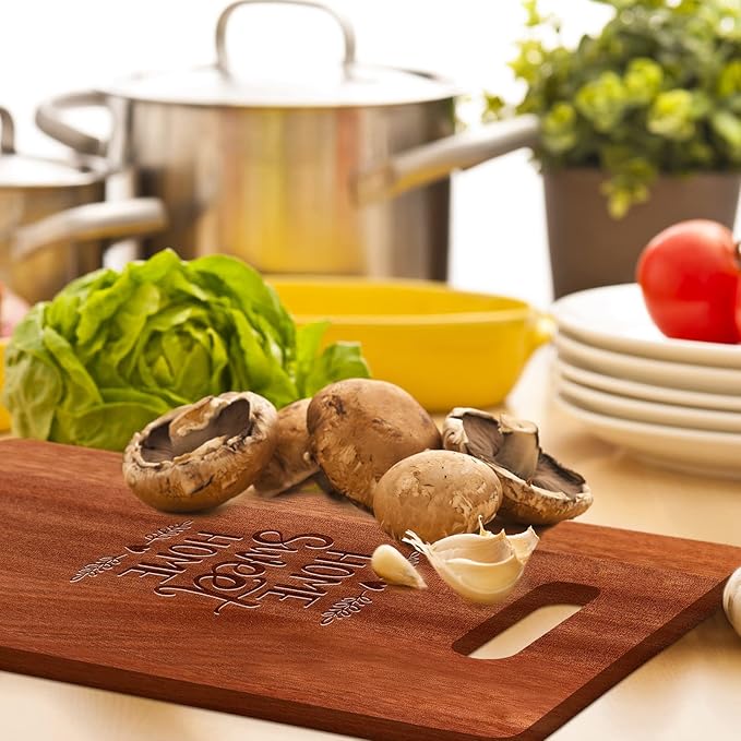 Vesici 18 Pack Bamboo/Wood Cutting Board with Handles Bulk Plain Blanks Laser Engraving Chopping Board for Customized Engraving Gifts Crafts Christmas Keepsakes(Walnut,14''x11'')