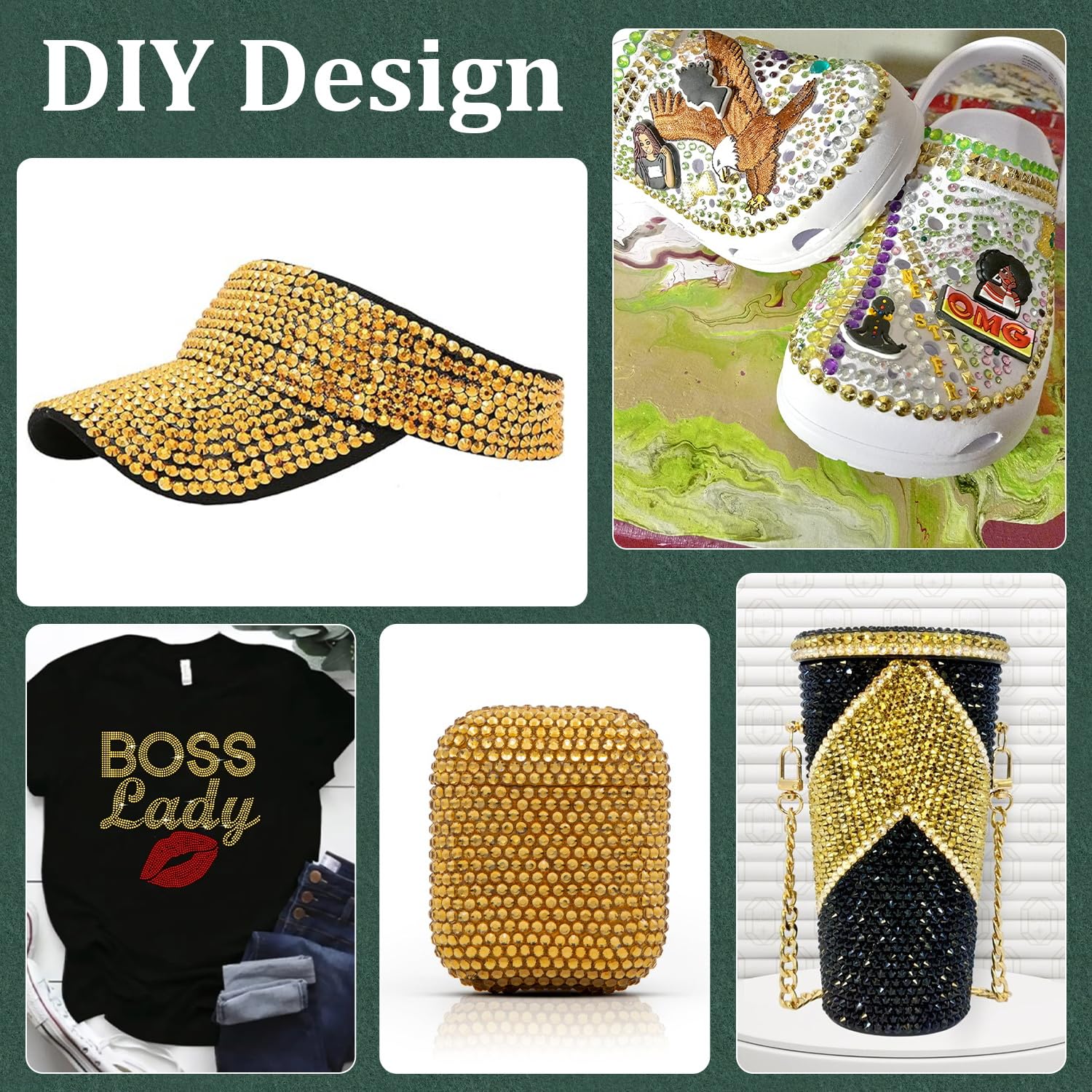 Resin Rhinestones for Crafting with B7000 Jewelry Glue, 2 Boxes Gold Flatback Crystals with 3Pcs 10ml Glue for Bedazzling Crafts DIY Nail Art Makeup，Non Hotfix Gems for Clothing Shoes-BrightBean Baby