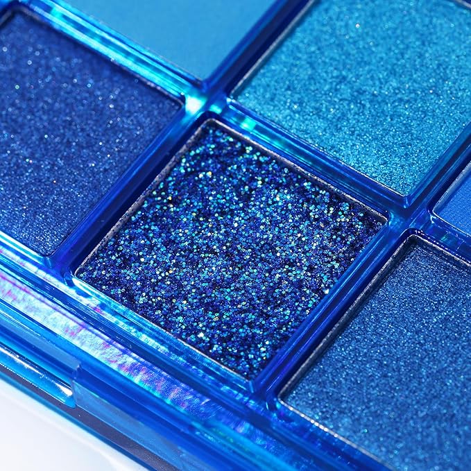 UCANBE Bright Neon Eyeshadow Makeup Palette-15 Shades High Pigmented Purple Blue Yellow Shimmer Matte Glitter Metallic Eyes Shadow Colorful Vibrant Creamy Make Up Pallets Kit - Blue Tonic…-BrightBean Baby