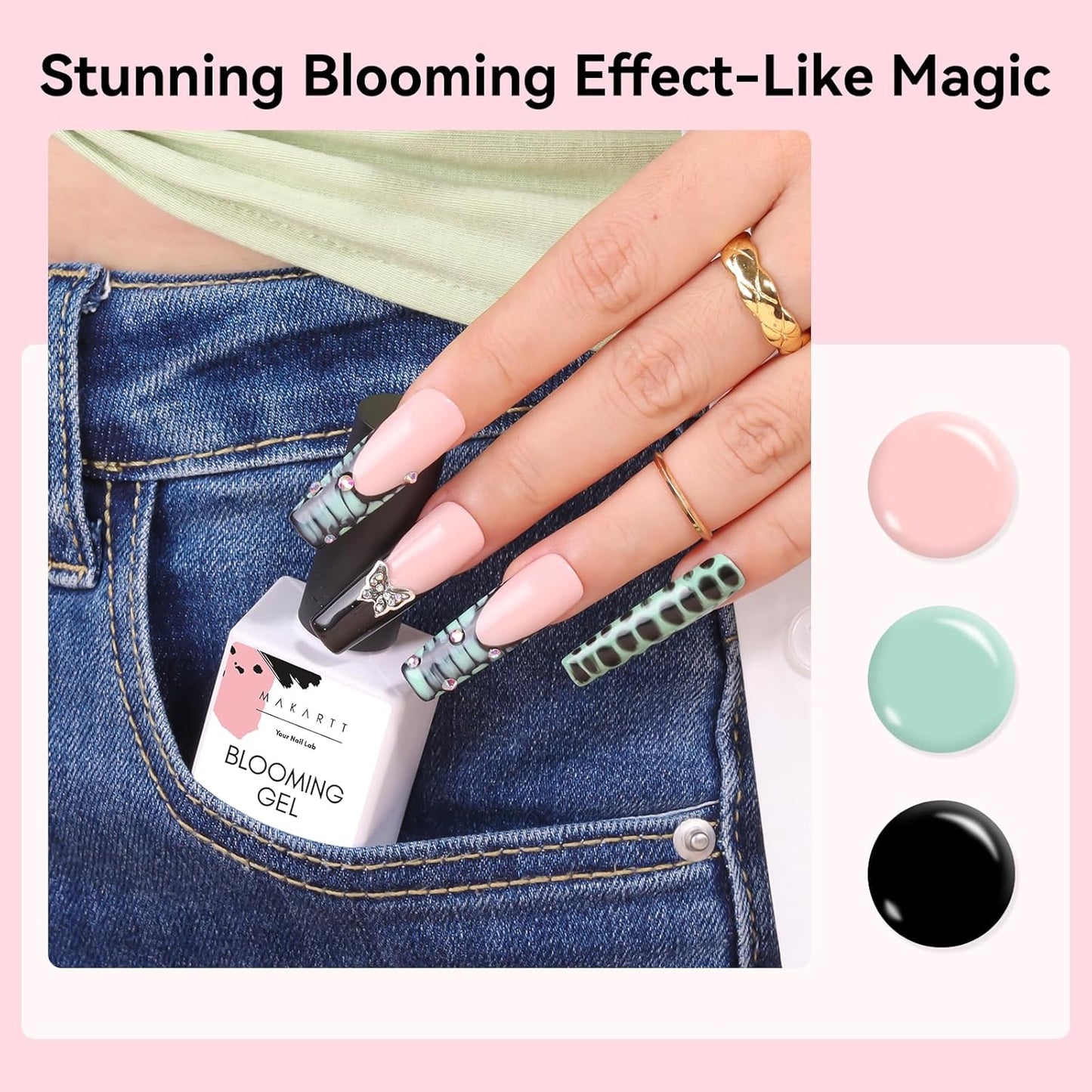 Makartt Blooming Gel-Clear 2 Pcs Marble Gels Nail Polish Blossom Gels for Spreading Effect,Gel Paint Nail Art Supplies for Watercolor Design,Floral Print, Nail Art Design DIY Manicure for Women-BrightBean Baby