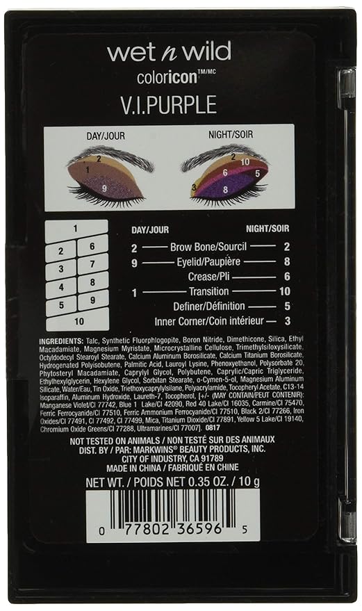 wet n wild Color Icon 10-Pan Eyeshadow Makeup Palette, Long Lasting, Shimmer, Metallic, Glittery, Matte, Rich Smooth Pigment, Cruelty Free - V.I. Purple-BrightBean Baby