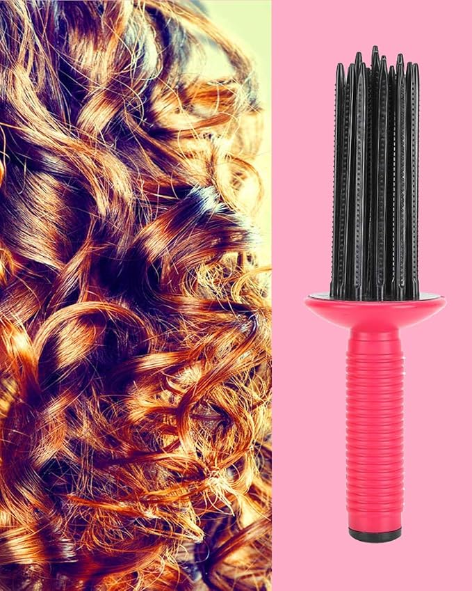Hair Fluffy Styling Curler Curls Comb,Hair Curler Curling Make Up Brush Roller Tool Portable Hair Curling Roll Comb Anti‑Slip Professional Round Hair Brush for Home Personal Use Travel-BrightBean Baby