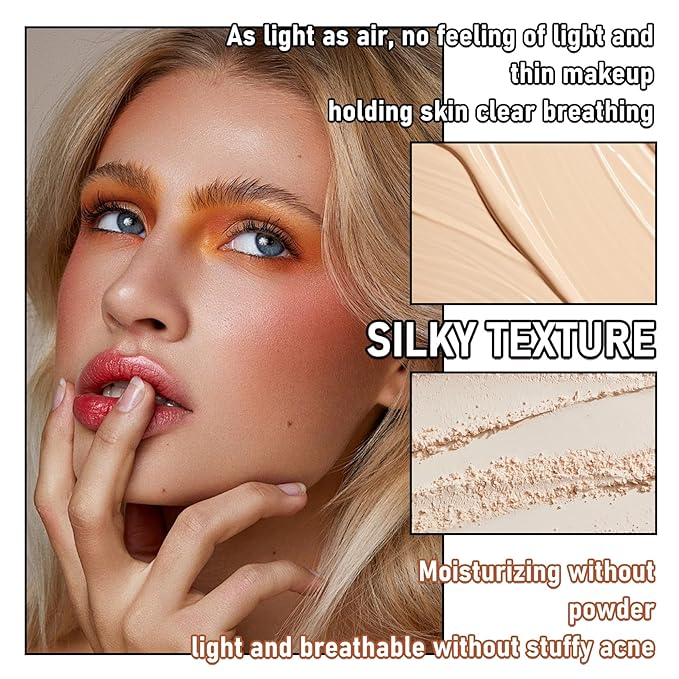 Full Coverage Liquid Foundation Makeup Set,Oil Control Concealer Long Lasting Waterproof Loose Setting Face Powder,Moisturizing BB Cream Set with Soft Makeup Sponge and Foundation Makeup Brush（4PCS）-BrightBean Baby