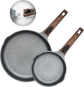 Smart Nonstick Frying Pan Set with Removable Handles - 8 & 12.5 Inch Cast Aluminum Cookware