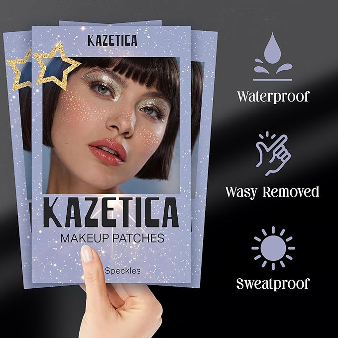 Glitter Freckles Face Tattoo, 10 Pcs Silver Face Glitter Freckles for Women, Festival Outfits for Women Rave Accessories Fake Tattoos, Sparkle Makeup Patches, Waterproof Speckles Patches,Mini Makeup-BrightBean Baby