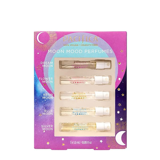 Pacifica Beauty Mood Moons Spray Perfume Set, Fragrances, Travel Perfume, Dream Moon, Flower Moon, Neon Moon, Blue Moon, Silver, Moon, Clean Perfume, Mini Perfume, Vegan, 0.05 fl oz Each (Set of 5)-BrightBean Baby