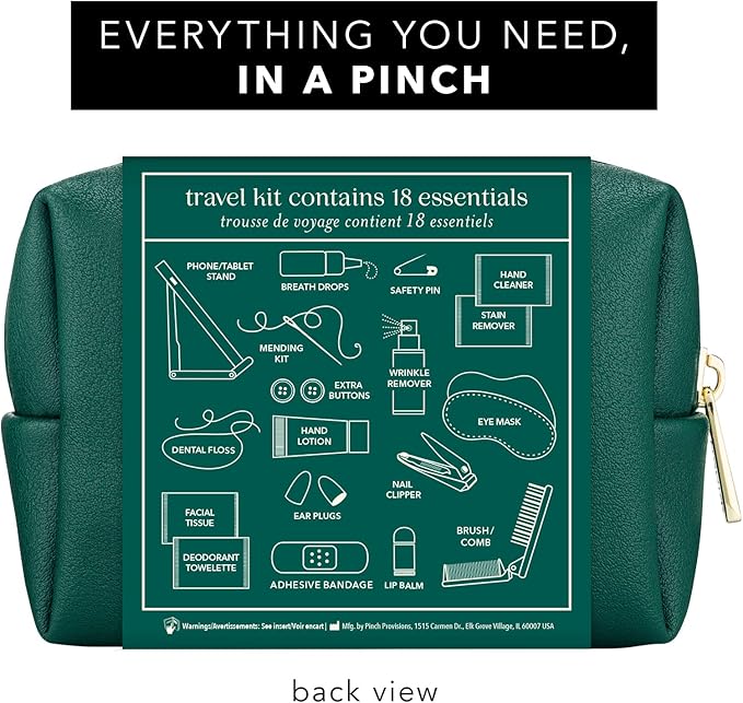 Pinch Provisions Travel Kit, includes 18 Must-Have Emergency Essential Items for Travelling, Ideal Road Trip or Airport Gift for Friends, Family & Peers, Portable Pouch-BrightBean Baby