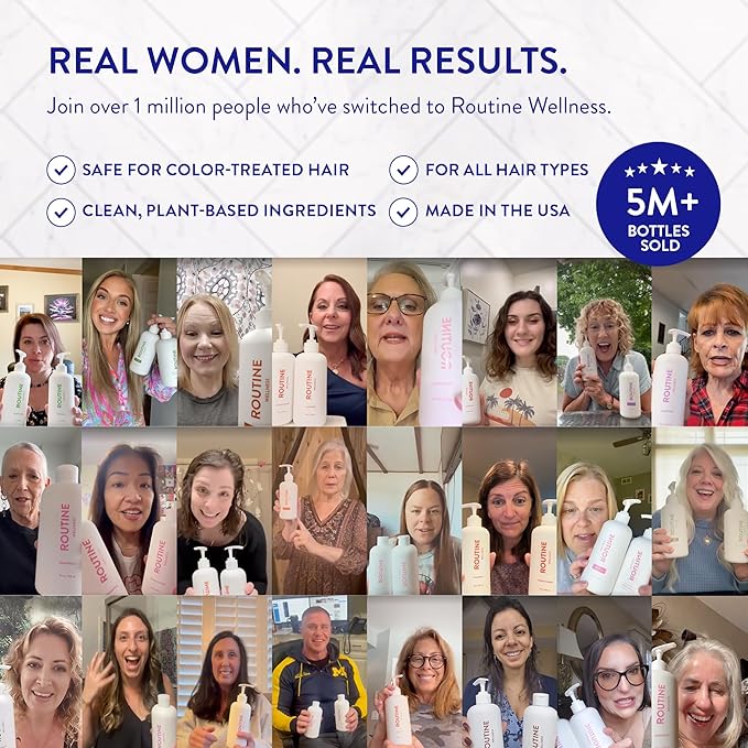 Routine Wellness Anti-Thinning Shampoo and Conditioner Set for Thinning Hair - Biotin DHT Blocker for Men - Color Safe Shampoo for Hair Loss & Healthier Hair - Father's Day Mens Scent (Pack of 2)-BrightBean Baby