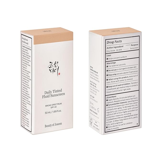 Beauty of Joseon Daily Tinted Fluid Sunscreen 12 Shades for Face Moisturizing Broad Spectrum SPF 40 Korean Skincare 50ml, 1.69 fl.oz #LN110-BrightBean Baby