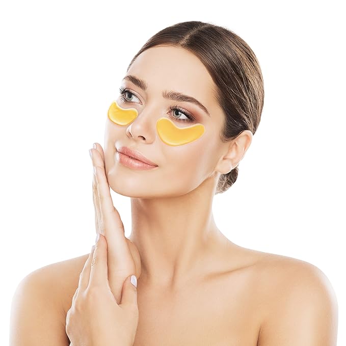 24k Gold Collagen Eye Mask: Hydrogel Under Eye Patches with Collagen & Hyaluronic Acid - Hydrating Under Eye Mask for Dark Circles, Puffy Eyes, & Under Eye Bags - Cooling Gel Treatment Pads - 15 Pairs-BrightBean Baby