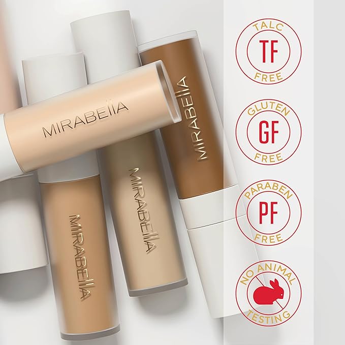 Mirabella Invincible For All Perfecting Under Eye Concealer Full Coverage - Hydrating Makeup Concealer for Dark Circles, Fine Lines & Wrinkles w/Hyaluronic Acid - Ivory I30-BrightBean Baby