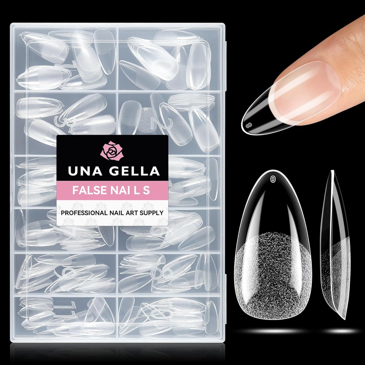 UNA GELLA Almond Nail Tips 216pcs Medium Almond Press on Nails Pre-shape Gel Fake Nails for Full Cover Acrylic French False Nails For Nail Extension, DIY Salon 12 Sizes Gelly Tips-BrightBean Baby