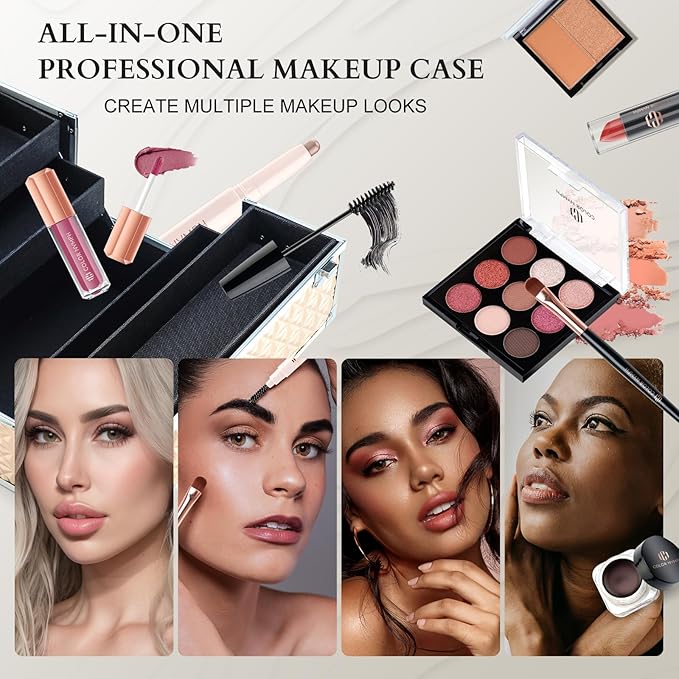 Color Nymph Professional Makeup Kits For Girls, Teenage Girls Makeup Kit with Storage Case Make Up Kit For Women Cosmetics Full Kit, Individual Packing Eyeshadow Blush Lipstick Mascara etc -Gold-BrightBean Baby