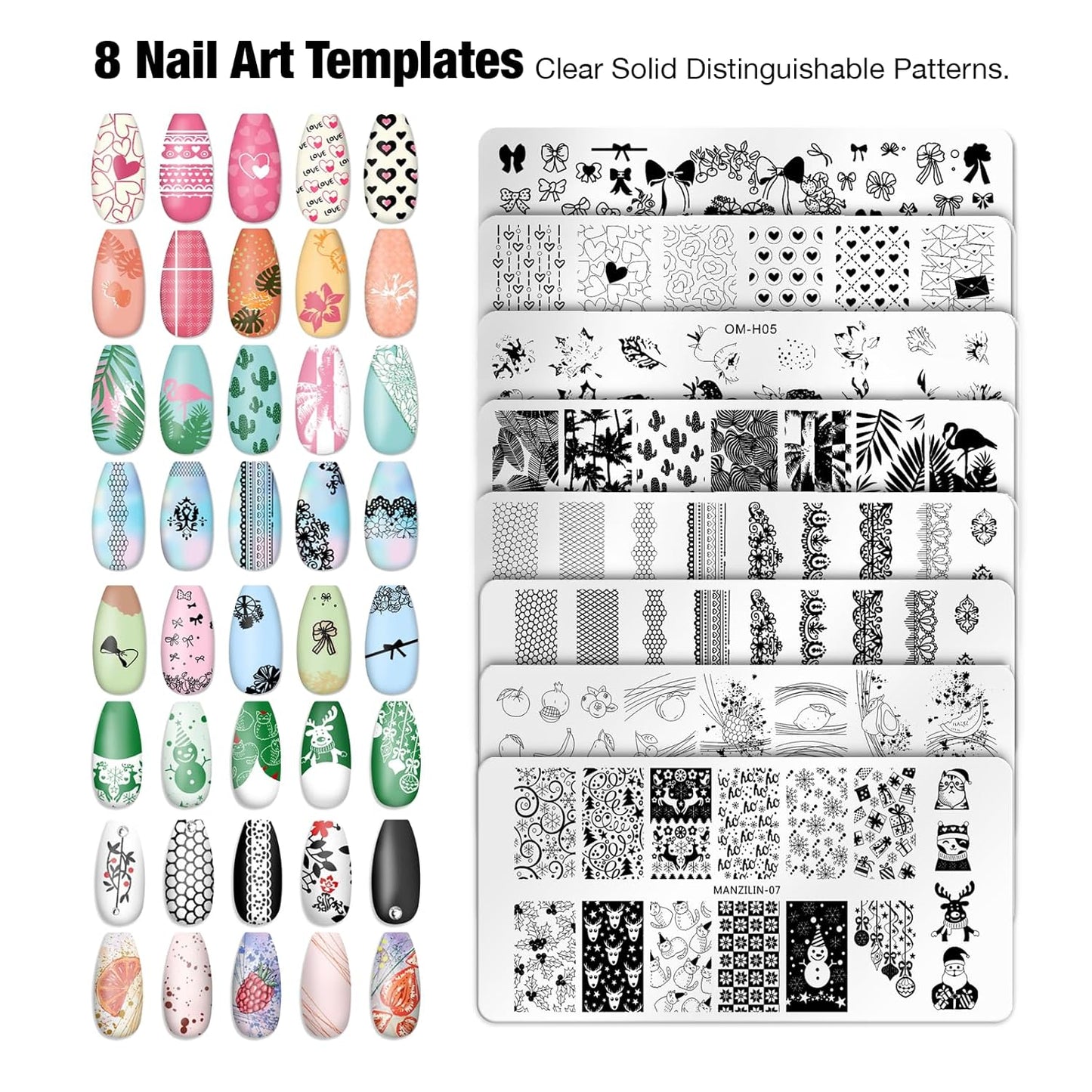 14PCS Nail Art Stamper Clear Silicone Nails Stamping Jelly with Scraper Transparent Visible Body DIY Manicure Nail Art Tool P-BrightBean Baby