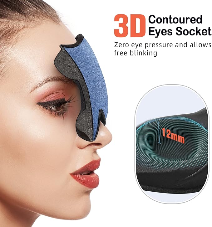 LitBear Sleep Masks, Light Blocking Eye Mask Sleeping for Women Men Side Sleeper, Soft 3D Comfortable Sleeping Mask with Adjustable Elastic Strap for Travel-BrightBean Baby