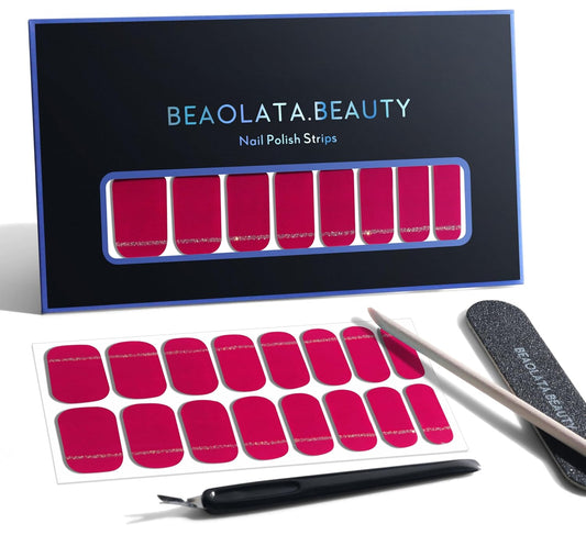 Nail Polish Strips, 32PCS Salon Quality Wraps, Long Lasting Gel Nail Stickers for Women Easy Apply& Remove (Berry Rhapsody Dark Red)-BrightBean Baby
