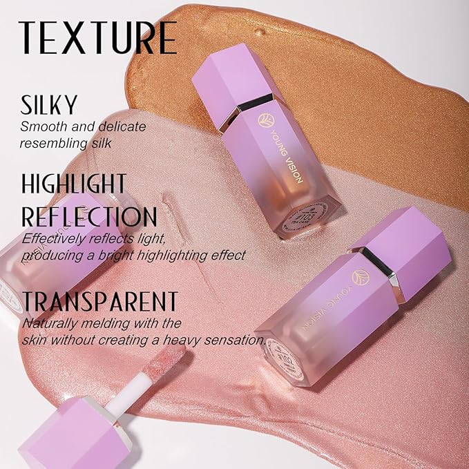 YOUNG VISION Soft Natural Glow Liquid Highlighter, Glow Liquid Illuminator Makeup,Weightless, Long-Wearing, Smudge Proof, Natural-Looking, Dewy Finish,-BrightBean Baby